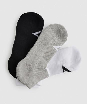Accessories Gymshark Ankle 3pk Socks White / Light Grey / Black | NZ_2791LIS