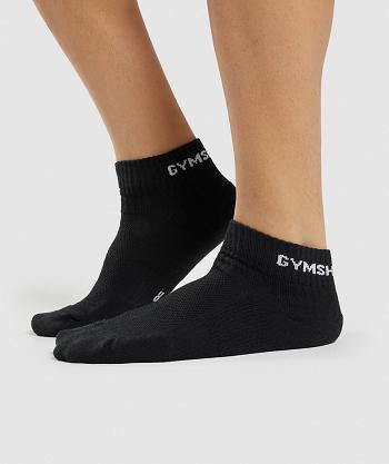 Accessories Gymshark Jacquard Quarter 3Pk Socks Black | NZ_2773LIS