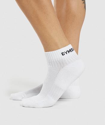 Accessories Gymshark Jacquard Quarter 3Pk Socks White | NZ_2774ZUT