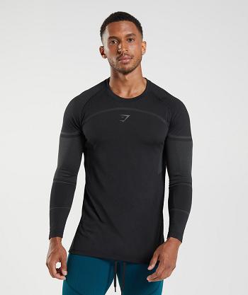 Men's Gymshark 315 Long Sleeve Black | NZ_3363VRW