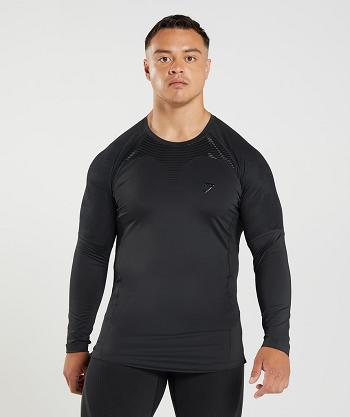 Men's Gymshark 315 Long Sleeve Black | NZ_3366MQZ