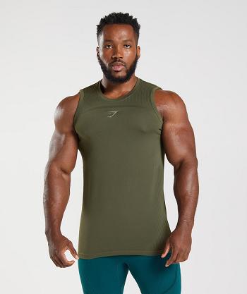 Men's Gymshark 315 Seamless Tanks Olive / Green | NZ_3033CTV