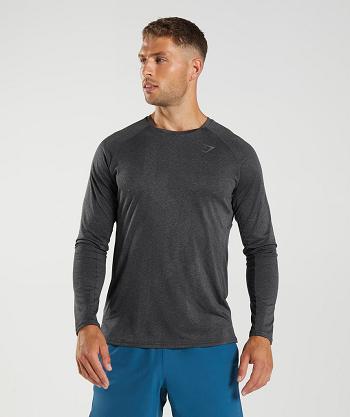 Men's Gymshark Apex Long Sleeve Black / Grey | NZ_3394WNB