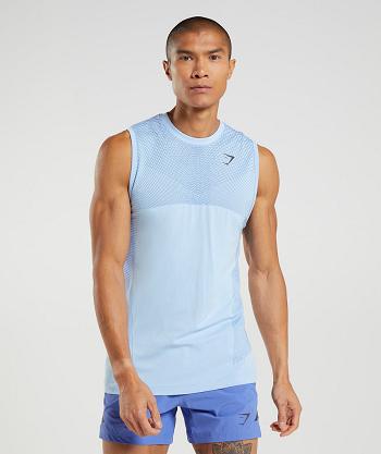 Men's Gymshark Apex Seamless Tanks Beige Blue / Blue | NZ_3025FDN