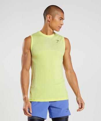 Men's Gymshark Apex Seamless Tanks Green / White | NZ_3032XYU