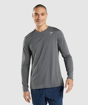 Men's Gymshark Arrival Long Sleeve Grey | NZ_3385LIS