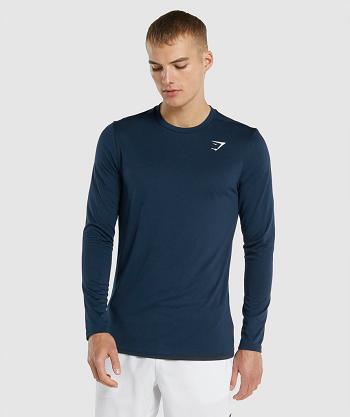 Men's Gymshark Arrival Long Sleeve Navy | NZ_3411KOR