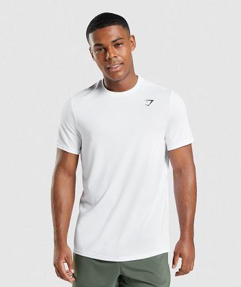 Men's Gymshark Arrival Regular Fit T Shirts White | NZ_3277MQZ