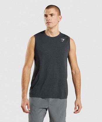 Men's Gymshark Arrival Seamless Tanks Black | NZ_3034VRW