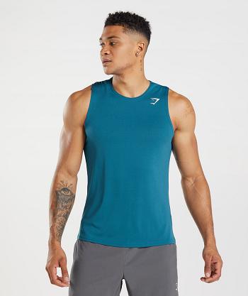 Men's Gymshark Arrival Tanks Blue | NZ_3072HAP