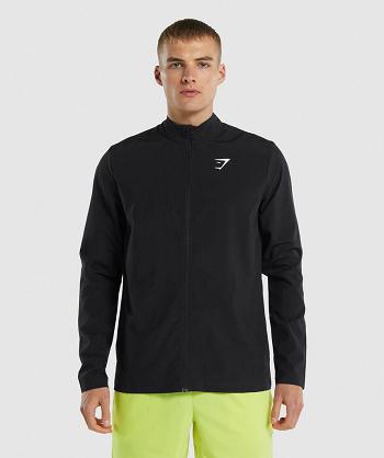 Men's Gymshark Arrival Woven Full Zip Jackets Black | NZ_3434HAP