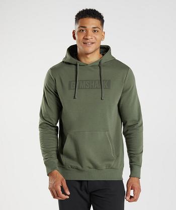 Men's Gymshark Block Hoodie Olive | NZ_3472QMA