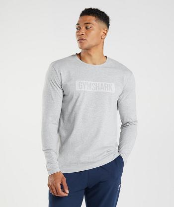 Men's Gymshark Block Long Sleeve Light Grey | NZ_3419MQZ
