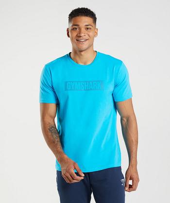 Men's Gymshark Block T Shirts Dark Grey Blue | NZ_3260PJJ