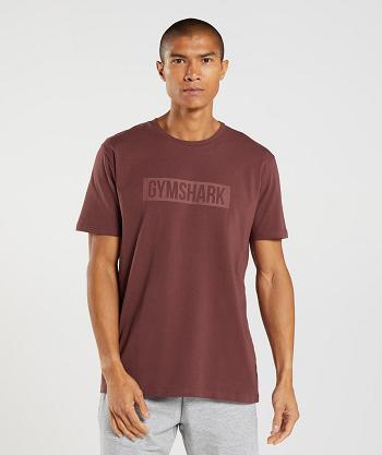 Men's Gymshark Block T Shirts Pink Brown | NZ_3257UZG