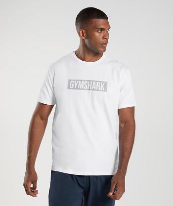 Men's Gymshark Block T Shirts White | NZ_3240HAP