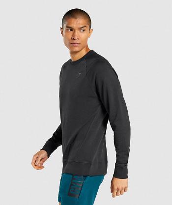 Men's Gymshark Bold Crew Long Sleeve Black | NZ_3350WNB