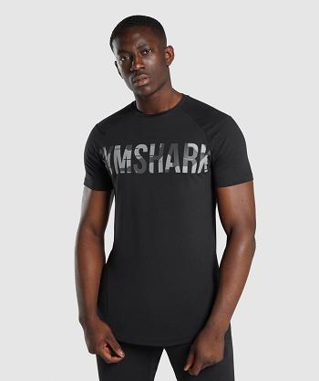 Men's Gymshark Bold T Shirts Black / Camo | NZ_3124GSO