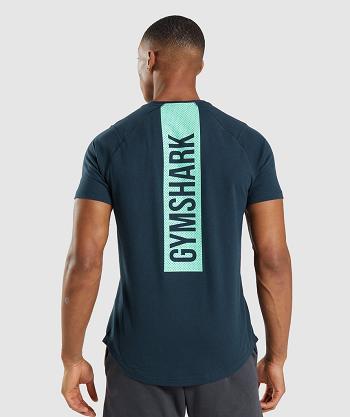 Men's Gymshark Bold T Shirts Navy | NZ_3148XYU