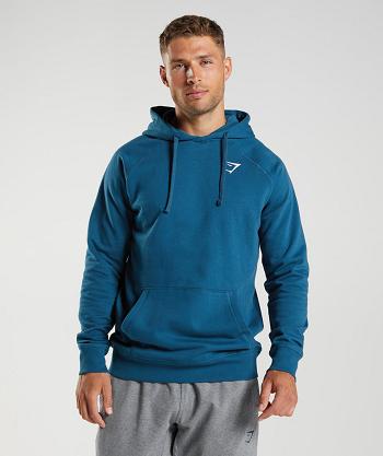 Men's Gymshark Crest Hoodie Blue | NZ_3489LIS