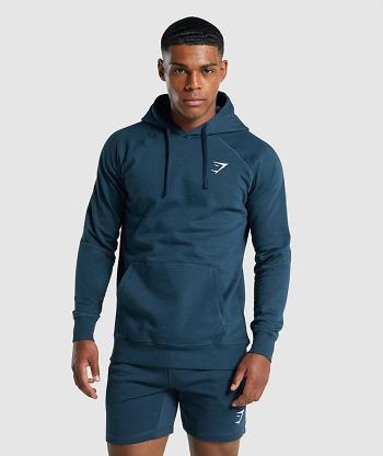 Men's Gymshark Crest Hoodie Navy | NZ_3479HAP