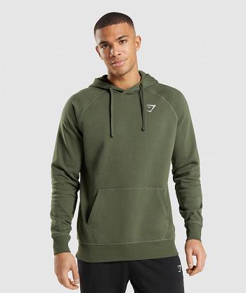 Men's Gymshark Crest Hoodie Olive | NZ_3485GSO