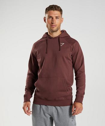 Men's Gymshark Crest Hoodie Pink Brown | NZ_3483DFM