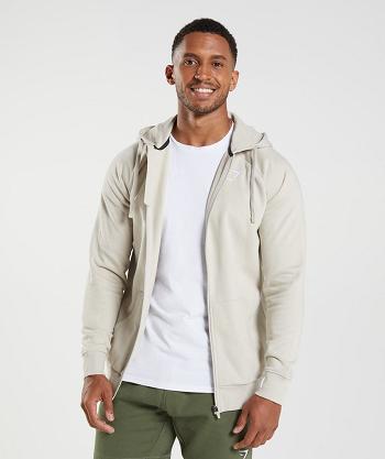 Men's Gymshark Crest Zip Up Hoodie Grey | NZ_3494BEX