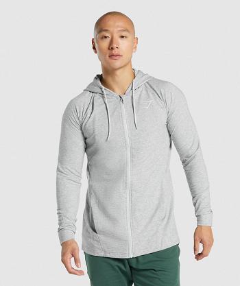 Men's Gymshark Critical 2.0 Zip Up Hoodie Light Grey | NZ_2985KOR