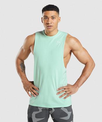 Men's Gymshark Critical Drop Arm Tanks Blue | NZ_3005ZUT