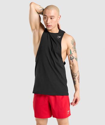 Men's Gymshark Critical Drop Arm Tanks Black | NZ_3010NWY