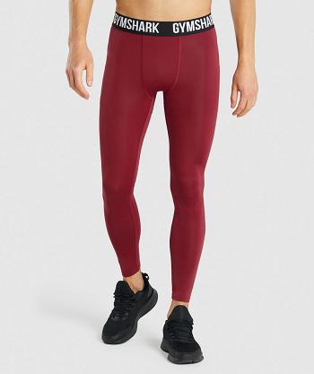 Men's Gymshark Element Baselayer Leggings Burgundy | NZ_2966MQZ