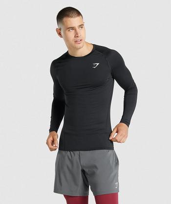 Men's Gymshark Element Baselayer Long Sleeve Black | NZ_3425FDN