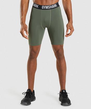 Men's Gymshark Element Baselayer Shorts Olive | NZ_3601QMA