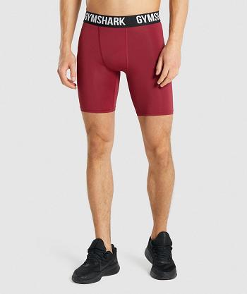 Men's Gymshark Element Baselayer Shorts Burgundy | NZ_3638SGL