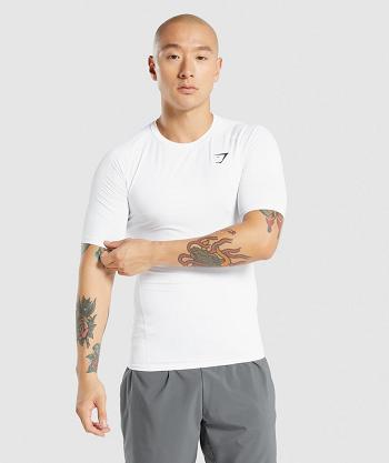 Men's Gymshark Element Baselayer T Shirts White | NZ_2930HAP