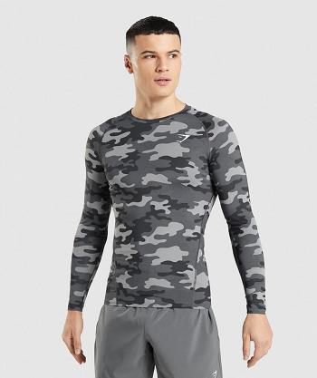 Men's Gymshark Element Baselayer Top Long Sleeve Grey | NZ_3415CTV