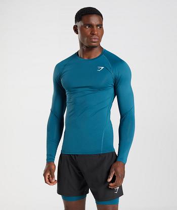 Men's Gymshark Element Baselayer Top Long Sleeve Blue | NZ_3423SGL