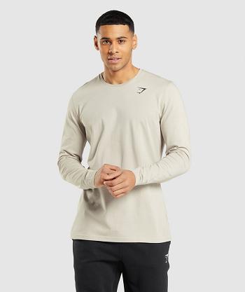 Men's Gymshark Essential Long Sleeve Grey | NZ_3389VRW