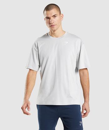 Men's Gymshark Essential Oversized T Shirts Light Grey | NZ_3160UZG