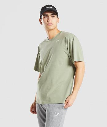 Men's Gymshark Essential Oversized T Shirts Light Green | NZ_3188OKI