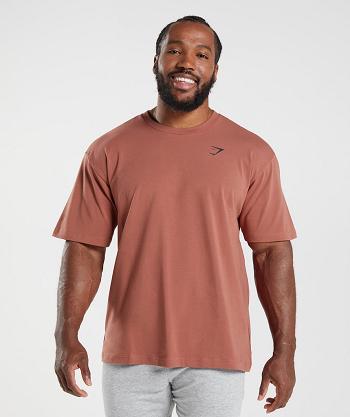 Men's Gymshark Essential Oversized T Shirts Rose Brown | NZ_3262AHK