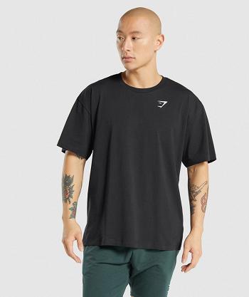 Men's Gymshark Essential Oversized T Shirts Black | NZ_3275BEX