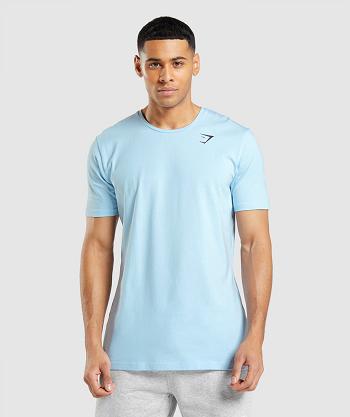 Men's Gymshark Essential T Shirts Beige Blue | NZ_3204BEX