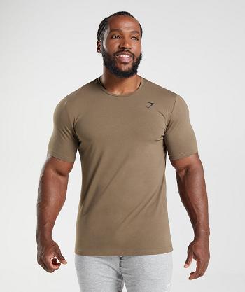 Men's Gymshark Essential T Shirts Brown | NZ_3261AHK