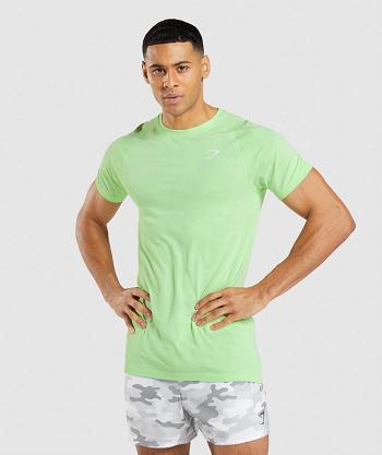 Men's Gymshark Geo Seamless T Shirts Green / White | NZ_3171KOR