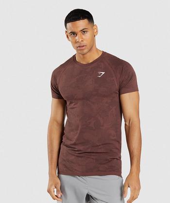 Men's Gymshark Geo Seamless T Shirts Pink Brown / Black | NZ_3186UZG