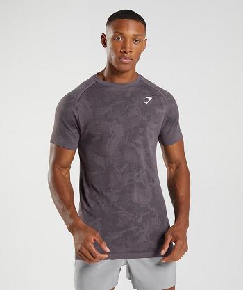 Men's Gymshark Geo Seamless T Shirts Purple / Black | NZ_3253EBC