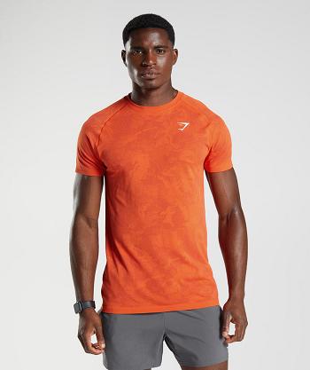 Men's Gymshark Geo Seamless T Shirts Red / Red | NZ_3239GSO