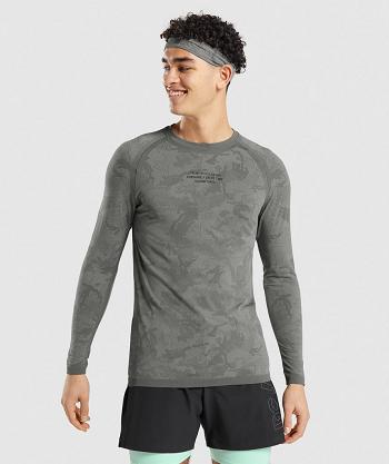 Men's Gymshark Gymshark//Steve Cook Seamless Long Sleeve Grey | NZ_3354FDN